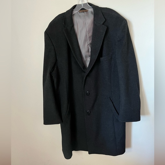 Prontomoda Men Sz. 46L charcoal grey Overcoat. Cashmere/Wool 3 Button, UnisexEUC - Picture 2 of 9